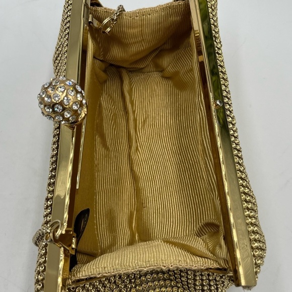 Whiting & Davis Gold Crystal‎ Ball Metal Mesh Evening Party Clutch Bag Purse - Picture 16 of 16